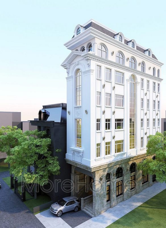 Thiết kế khách sạn cao cấp 6 tầng với lối kiến trúc hiện đại, tinh tế kết hợp mái vòm ấn tượng.