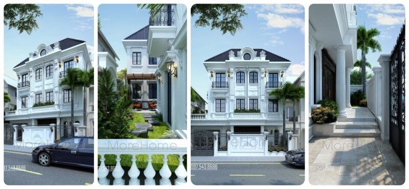 Mẫu thiết kế kiến trúc biệt thự đơn lập tân cổ điển sang trọng tại Hà Nội