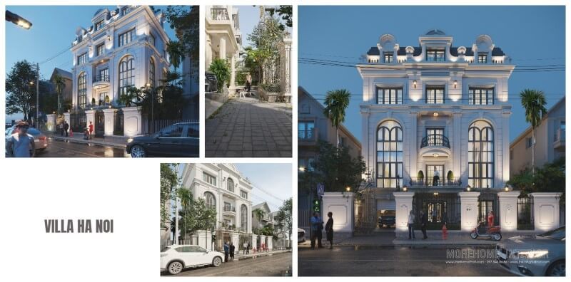 Công trình thiết kế kiến trúc nhà biệt thự tân cổ điển kiểu pháp đẹp sang trọng tại hà nội