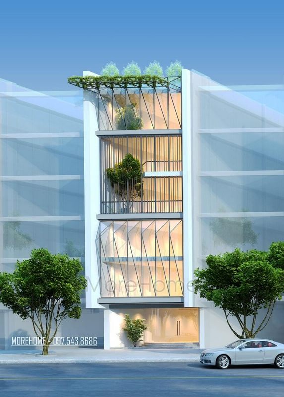Mẫu thiết kế kiến trúc nhà phố hiện đại sang trọng với 6 tầng giấu cao cấp ở đường Lạc Long Quân, Tây Hồ, Hà Nội