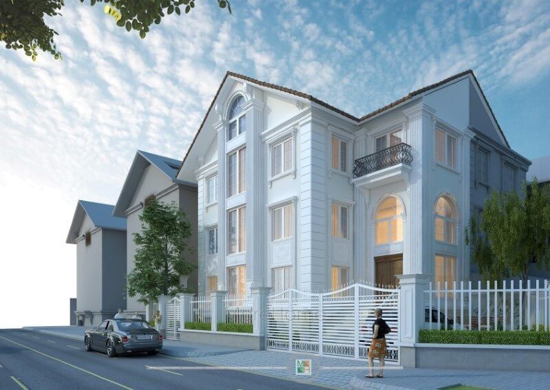 Thiết kế kiến trúc biệt thự Euroland mái thái tân cổ điển tại quận Hà Đông, Hà Nội