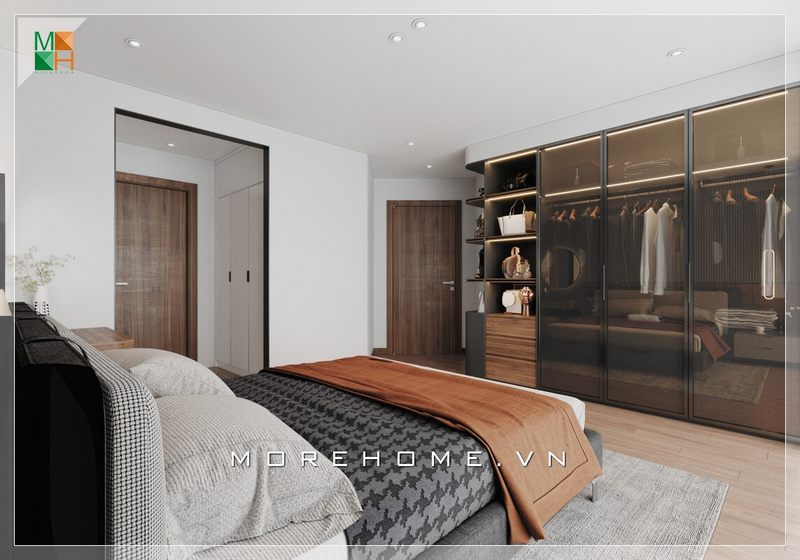 Mẫu thiết kế phòng ngủ có phong cách hiện đại dành cho các căn hộ, nhà phố, biệt thự với nội thất gỗ cao cấp.
