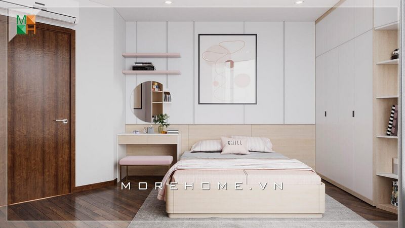 Một mẫu giường ngủ kết hợp với bàn trang điểm và tủ quần áo kịch trần có giá hợp lý sẽ là lựa chọn tuyệt vời nếu bạn đang muốn sửa đổi lại căn phòng ngủ của mình.